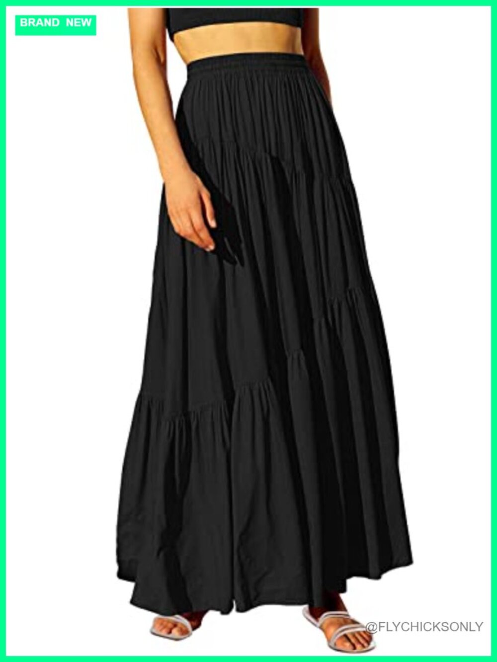 Women's Boho Flowy Maxi Skirt with Pockets Rayon
